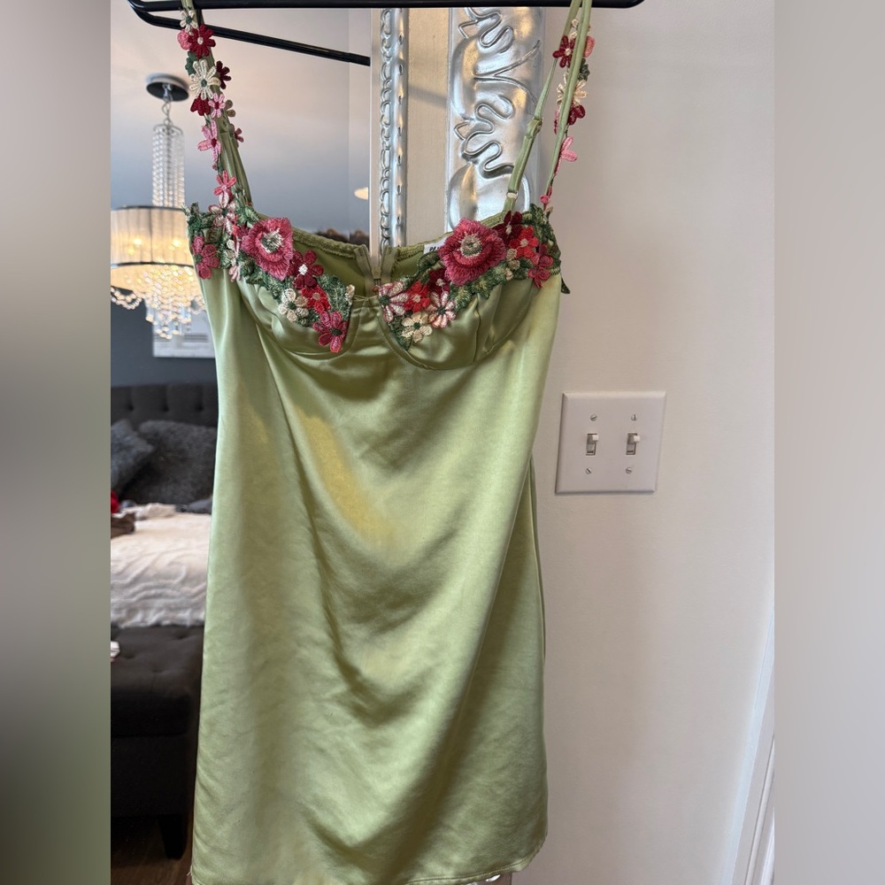 Princess Polly Green Satin Chemise